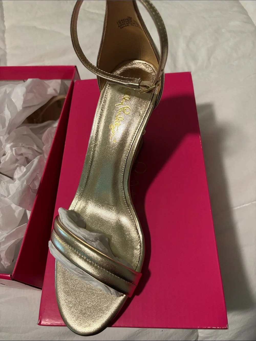 Lilly Pulitzer Jenna Wedge Gold Metallic Size 9 NEW